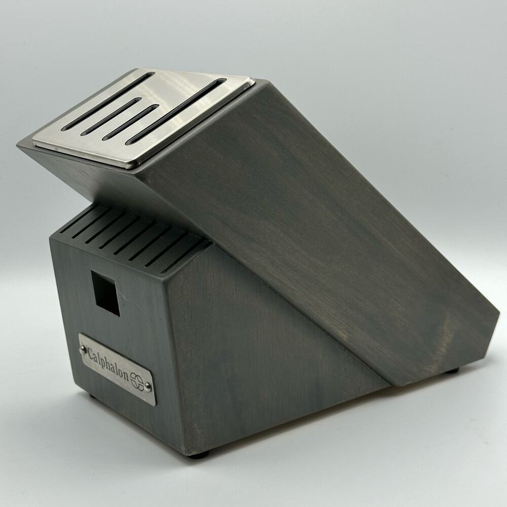 Calphalon Sharpening Knife Block 14 Slot Self Sharpen Gray Wood Finish NEW - Picture 4 of 7